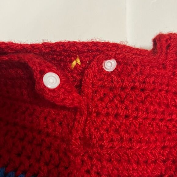 Baby Crochet Knitted Wonder Woman Sweater Onesie Costume Size 3 to 6 months - Picture 8 of 12